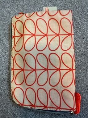 Orla Kiely Cream and Red Stem Pattern Zip Pouch